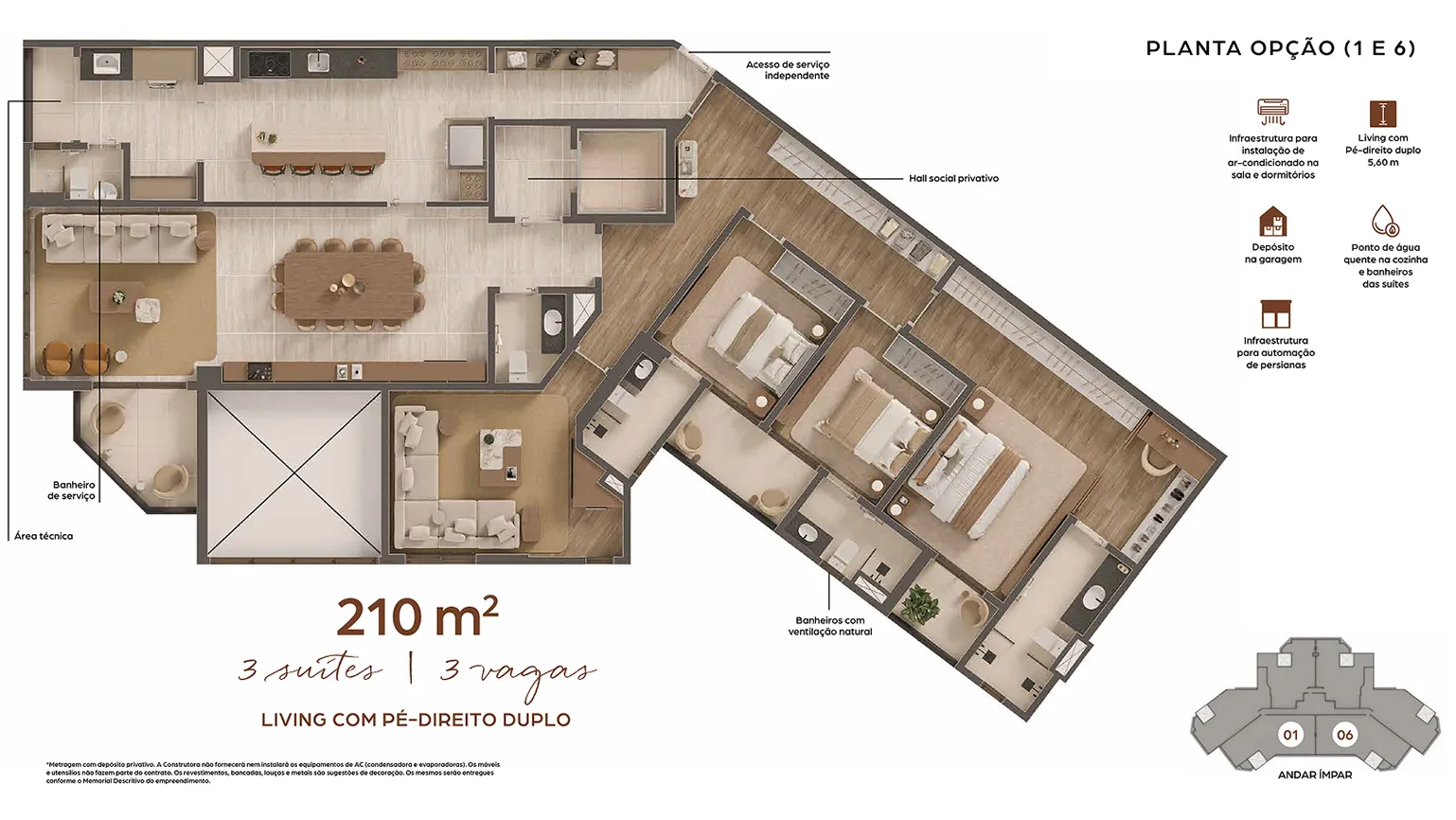Planta Planta Opção (1 e 6) — 210 m²